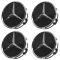 90-15 Mercedes Benz C CL CLA CLS E G ML GL Raised Chrome/Black Center Cap Set of 4 (MB)