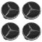 90-15 Mercedes Benz C CL CLA CLS E G ML GL Raised Chrome/Black Center Cap Set of 4 (MB)