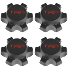 07-14 FJ Cruiser; 01-15 Tacoma w/16 In TRD Whl Blk & Red ~TRD~ Lg'd Whl Center Cap Set of 4 (Toyota)