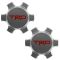 07-14 FJ Cruiser; 01-14 Tacoma (w/16, 6 Spoke Alloy Whl) Silver & Red ~TRD~ Ctr Cap Pair (Toyota)