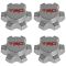 07-14 FJ Cruiser; 01-14 Tacoma (w/16, 6 Spoke Whl) Silver & Red ~TRD~ Ctr Cap Set of 4 (Toyota)