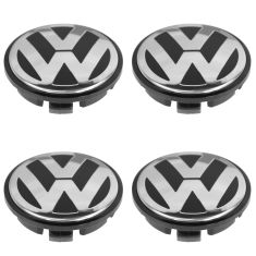 01-14 Volkswagen Multifit (w/17 or 18 Inch Aluminum Wheel) Black & Chrome Center Cap Set (VW)