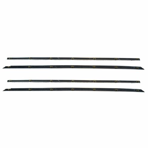 65-66 Ford Mustang (Cpe & Conv) Inner & Outer Door Window & 1/4 Panel Wstrip Sweeps (4 Piece Set)