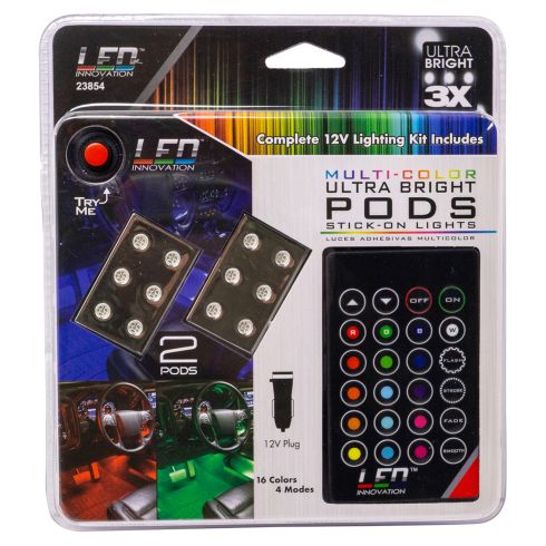 LED 6 Led Multi Color Ultra Bright Light Pods With Remote