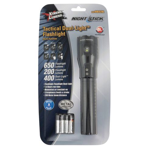 NightStick Tactical DL (Flash (650 Lmns), Flood (200mns)) Black Flashlight (Inc 2 CR123 Lithium bat)
