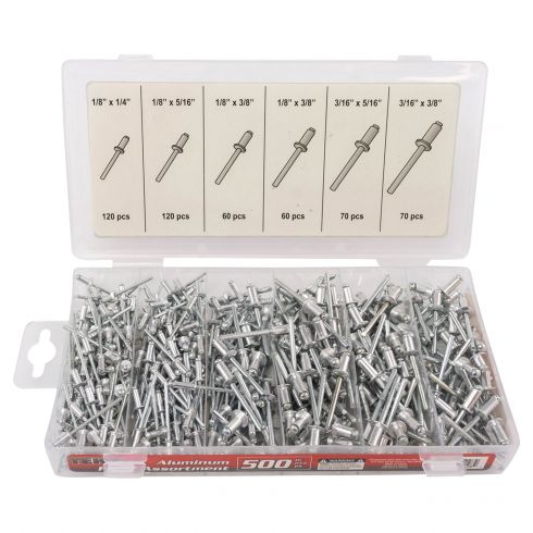 500 Piece Aluminum Blind Rivet Assortment