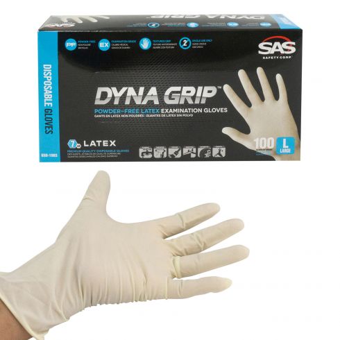 DYNA GRIP: Powder Free, Exam Grade, Fully Textured LATEX 7 MIL Gloves (100/BOX) (LARGE)