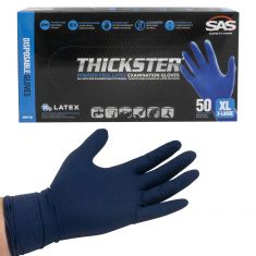 THICKSTER: Powder Free, Exam Grade, BLUE LATEX 14 MIL Gloves (50/BOX) (XLARGE)