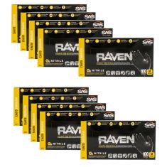 RAVEN: Powder-Free, Exam Grade, Fully Textued BLACK Nitrile NON LATEX 6 MIL Gloves 10 Box Kit (M)