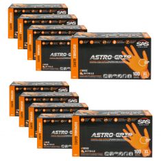 ASTRO-GRIP: Pwdr-Free, Embossed Grip Txt HI VIZ ORANGE Nitrile, NON LATEX 7 MIL Gloves 10 Box Kit XL
